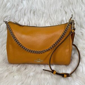 Coach Yellow mustard Crossbody Bag with Chain Detail